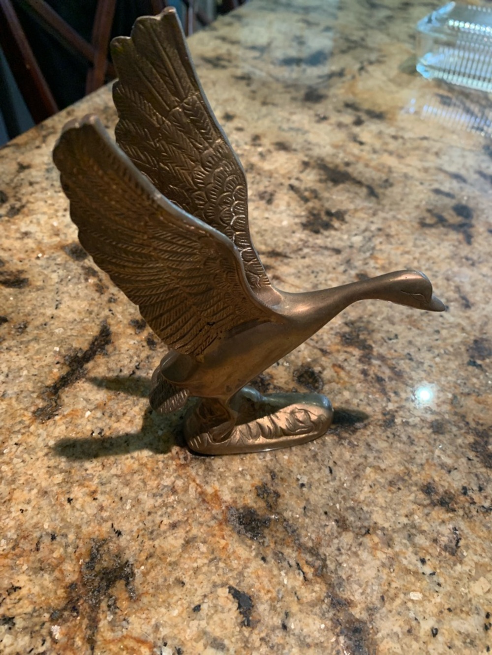 Vintage brass flying duck 7” t